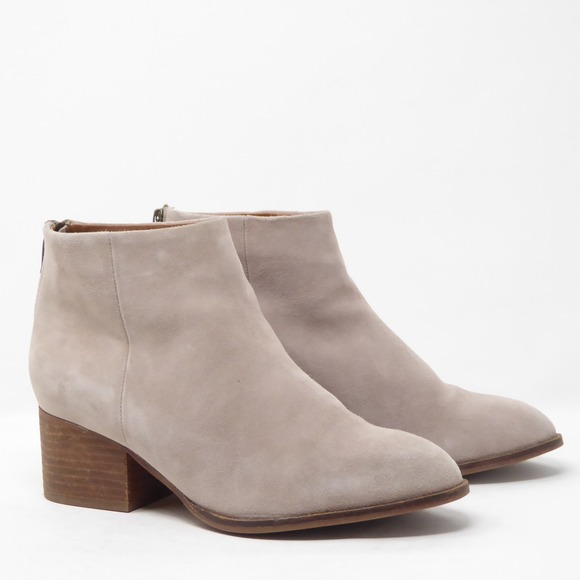 Seychelles Floodplain Suede Leather Ankle Boots Beige Size 6.5 Block Heel - Picture 1 of 8